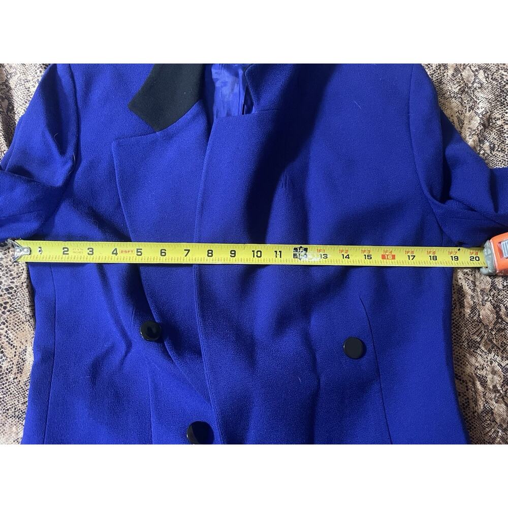 JH Collectibles Vintage Royal Blue Women’s Collared Blazer Size 6 100% Wool - Picture 4 of 5